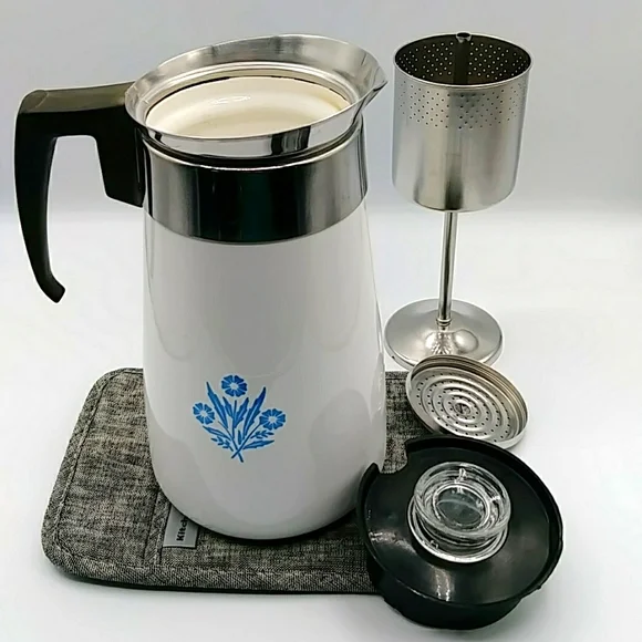 x 🪼HP! Blue Corn Flower Corning ware Cup Stovetop Coffee Vintage